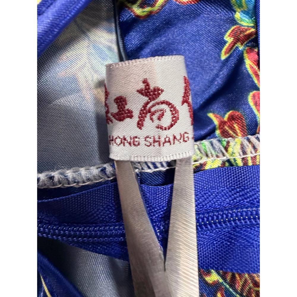 Hong Shang Jia Blue Dragon Phoenix Satin Cheongsam Qipao Maxi Dress XL - Picture 8 of 9